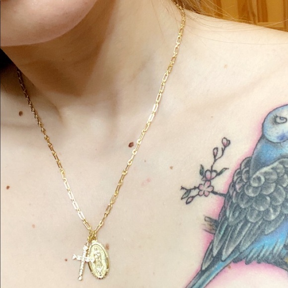 14K gold plated cross necklace - Picture 6 of 6